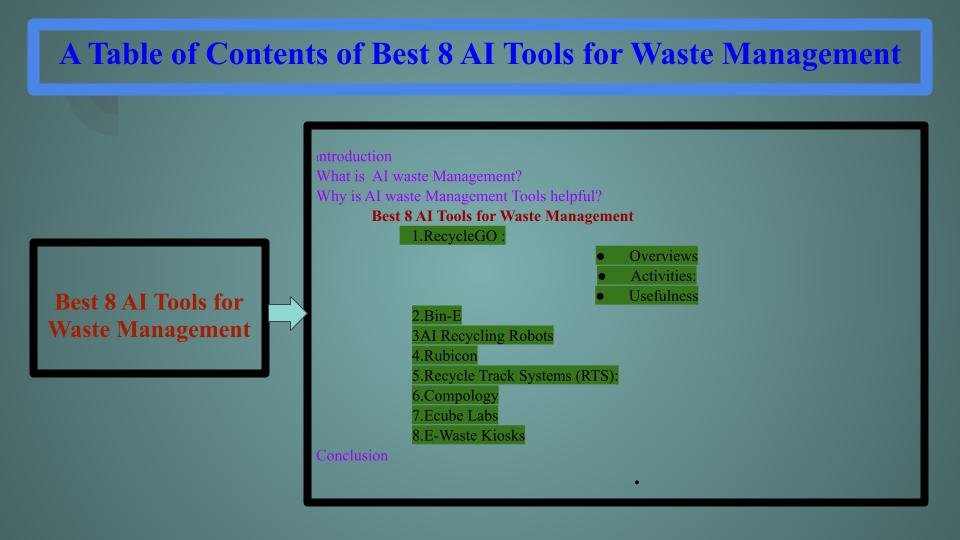 A Table of contents of best 8 Tools for Waste Management